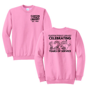 Clinton Public Library Unisex Fleece Crewneck Sweatshirt-Candy Pink