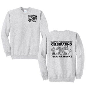 Clinton Public Library Unisex Fleece Crenweck Sweatshirt-Ash
