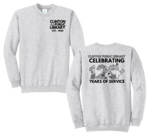 Clinton Public Library Unisex Fleece Crenweck Sweatshirt-Ash