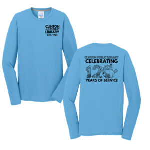 Clinton Public Library Men Long Sleeve Essential Blended Performance Tee-Aquatic Blue