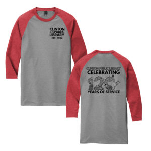 Clinton Public Library District Made Mens Perfect Tri 3/4-Sleeve Raglan-Red/Grey