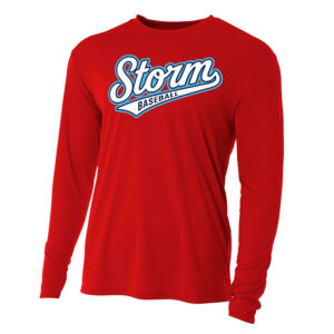 Storm Baseball Adult Cooling Performance long sleeve Crew Tee-Scarlet