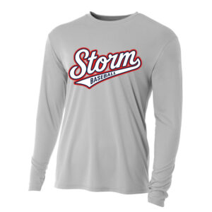 Storm Baseball Adult Cooling Performance long sleeve Crew Tee-Silver