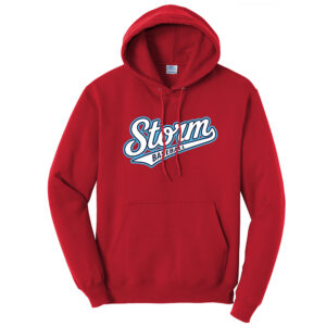 Storm Baseball Unisex Classic Core weight Cozy Pullover Hooded Sweatshirt-Red