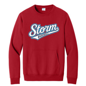 Storm Baseball Unisex Core Fleece Crewneck Pocket Sweatshirt-Red