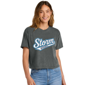 Storm Baseball Comfort Colors Women’s Heaveweight Boxy Fit Slightly Cropped T-Shirt-Pepper