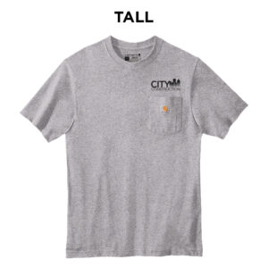 City Construction Carhartt Workwear TALL Pocket Short Sleeve cotton T-Shirt-Heather Grey
