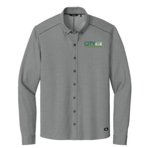 City Construction OGIO Men Code Stretch Long Sleeve Button-Up-Tarmac Grey Heather