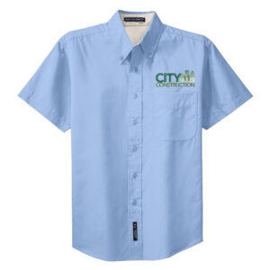 City Construction Port Authority Short Sleeve Easy Care Shirt Men-Light Blue