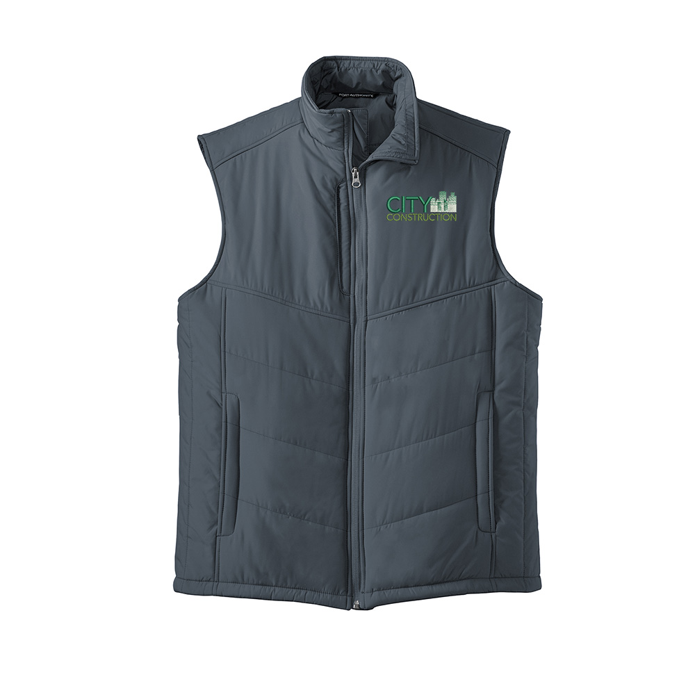 City Construction Port Authority Men Puffy Vest jacket-Dark Slate Black