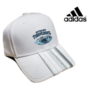 Dysart Swim Adidas Three Stripe structured adjustable twill cap-White/silver