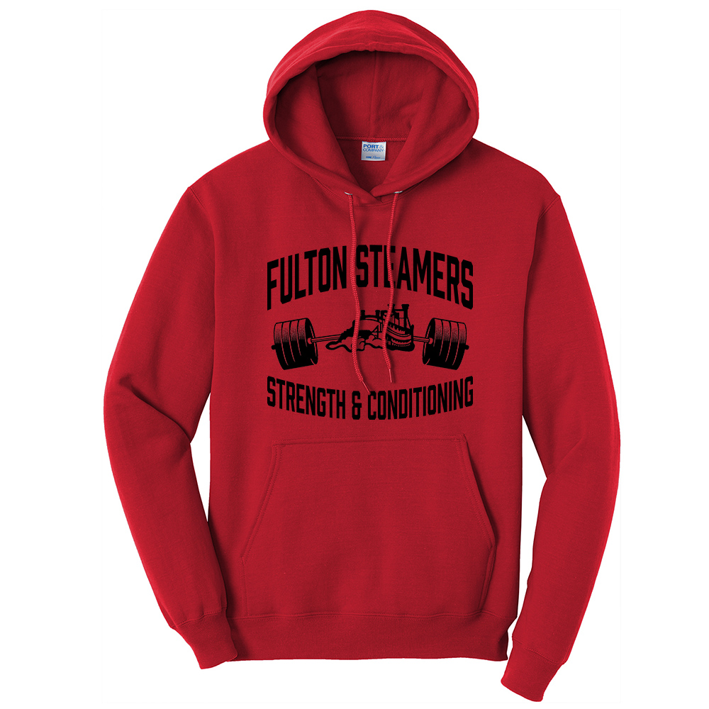 Fulton Strength Conditioning Unisex Classic Core weight Cozy Pullover Hooded Sweatshirt-Red