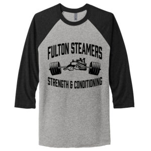 Fulton Strength Conditioning Rah Rah Next Level Tr-Blend Baseball Raglan Tee Unisex-Vintage black/Heather Grey