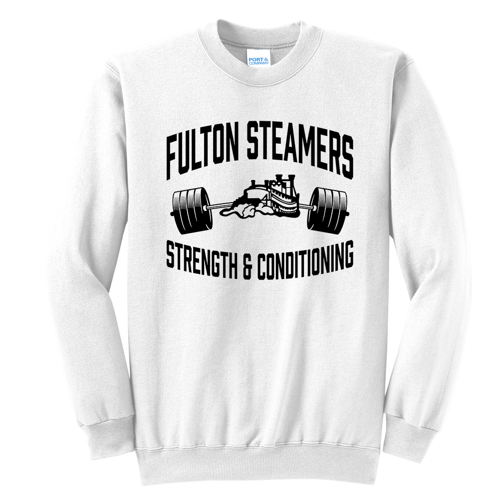 Fulton Strength Conditioning Unisex Fleece Crewneck Sweatshirt-White