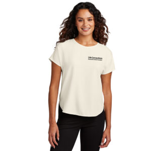 Life Connections Mercer and Mettle Women’s Stretch Crepe Crew-Ivory Chiffon