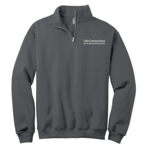 Life Connections Jerzees Unisex NuBlend 1/4 Zip Cadet Collar Sweatshirt-Charcoal Grey