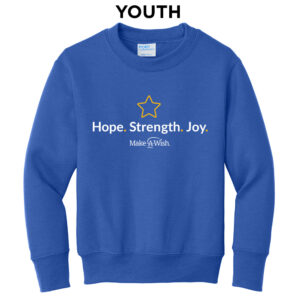 Make A Wish Iowa Youth Fleece Crewneck Sweatshirt-Royal