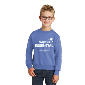 Make A Wish Iowa Youth Fleece Crewneck Sweatshirt-Carolina Blue
