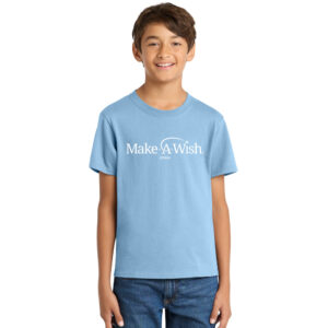 Make A Wish Iowa Youth Short Sleeve Cotton Tee-Light Blue