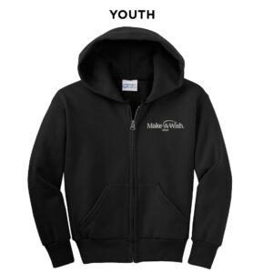 Make A Wish Iowa Youth Classic Full-Zip Hooded Sweatshirt-Black