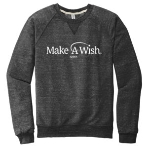 Make A Wish Iowa Jerzees Snow Heather French Terry Raglan Crew Unisex-Black