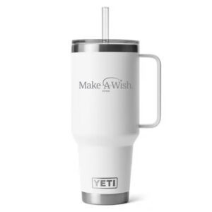 Make A Wish Iowa YETI Rambler 42 oz WHITE BPA Free Straw Mug
