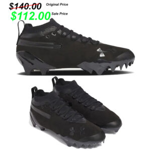Moline Football PG UA Spotlight Pro Suede Men’s Football Cleats BLACK