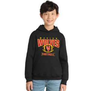 04. Marion High School Football YOUTH Core Fleece Hooded Sweatshirt – Black
