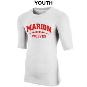 08. Marion High School Football YOUTH Compression Short Sleeve Tee – White