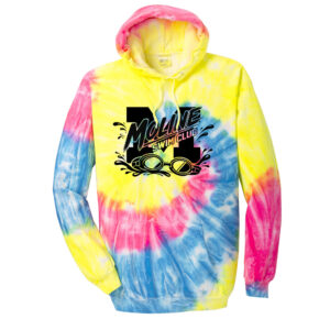 Moline Swim Unisex Essential Tie-Dye Pullover Hooded Sweatshirt- Neon Rainbow
