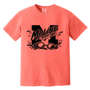 Moline Swim Unisex Comfort Color Heavyweight Ring Spun Tee-Neon Red Orange