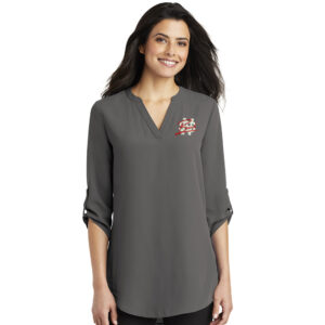 NS Band Port Authority Ladies 3/4-Sleeve Tunic Blouse-Sterling Grey