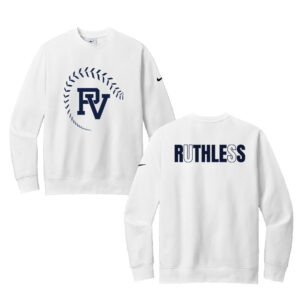 PV Softball Nike Club Fleece Sleeve Swoosh Crew Adult-White