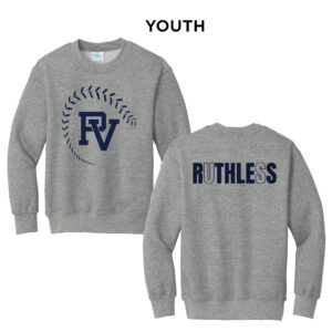 PV Softball Youth Fleece Crewneck Sweatshirt-Athletic Heather