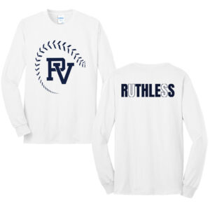 PV Softball Unisex Cotton Long Sleeve Tee- White