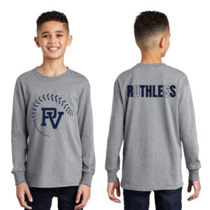 PV Softball Youth Cotton Long Sleeve Tee- Athletic Heather
