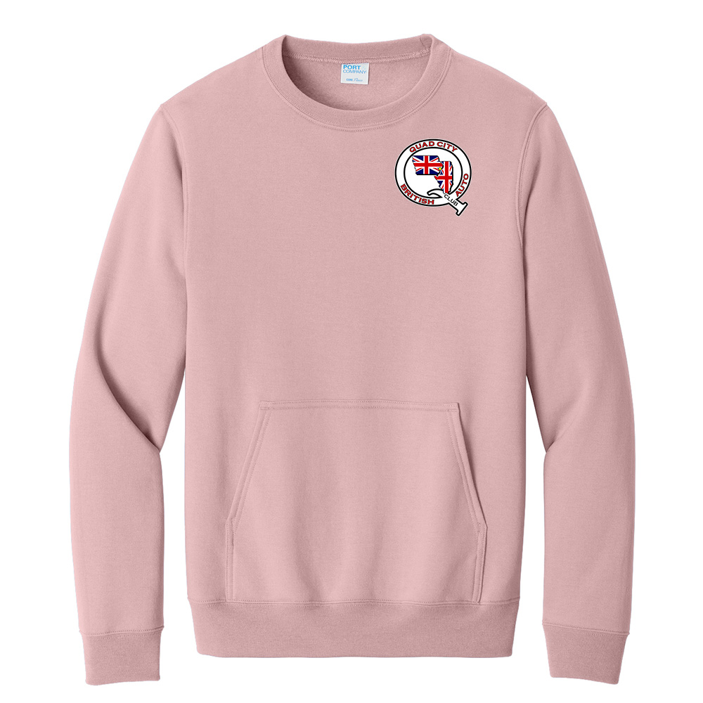 QCBAC Unisex Core Fleece Crewneck Pocket Sweatshirt-Pale Blush