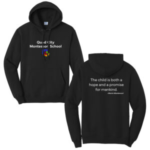 QC Montessori Unisex Fleece Hooded Sweatshirt-Black