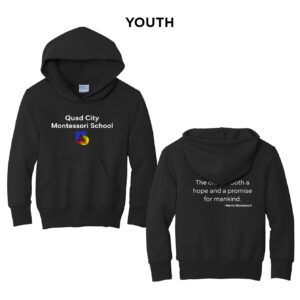 QC Montessori Youth Fleece Hooded Sweatshirt-Black