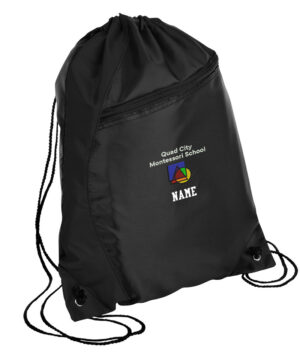 QC Montessori Port Company Colorblock Cinch Pack-Black/Black