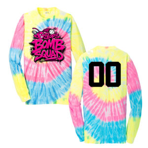 Slops Unisex Tie Dye Cotton Long Sleeve Tee-Neon Rainbow