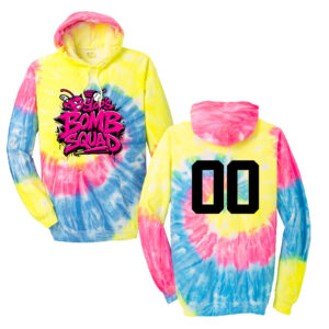 Slops Unisex Essential Tie-Dye Pullover Hooded Sweatshirt- Neon Rainbow