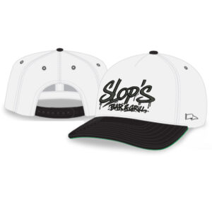Slops Rah-Rah 5-Panel Chino Twill Snapack Cap-White/Black/Green Underbill