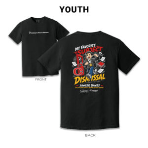 Sawyer Dawes 2026 Children’s Miracle Network National Champion Youth Comfort Colors Short Sleeve Tee-Black