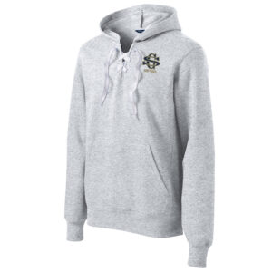 Sterling Gold SB Sport Tek Lace up pullover hooded sweatshirt Unisex-Athletic Heather