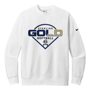 Sterling Gold SB Nike Club Fleece Sleeve Swoosh Crew Adult-White