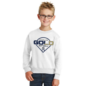Sterling Gold SB Youth Fleece Crewneck Sweatshirt-White