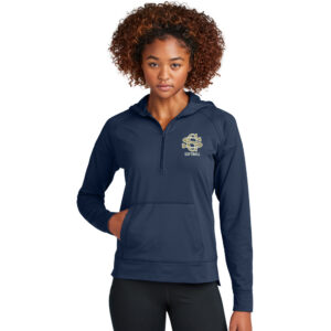 Sterling Gold SB Sport-Tek Ladies Sport-Wick Stretch 1/2-Zip Hoodie-Navy