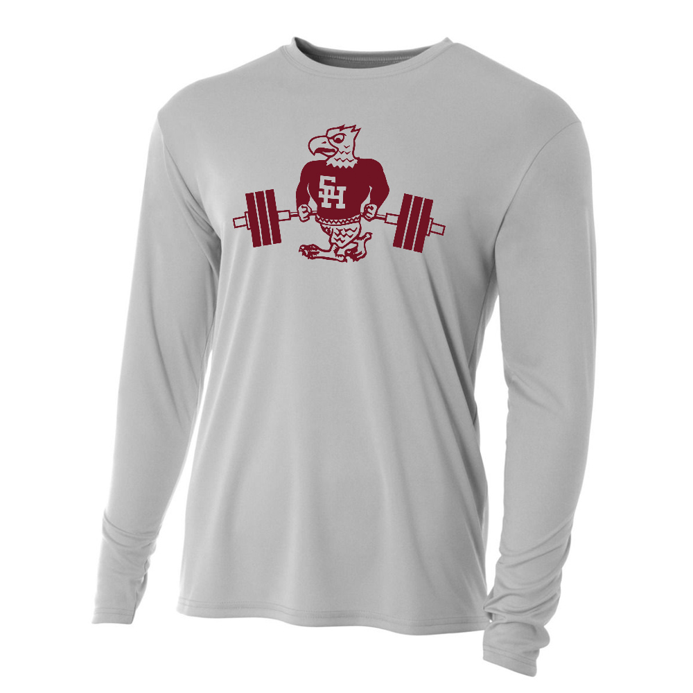 SH Strength Conditioning Adult Cooling Performance long sleeve Crew Tee-Silver