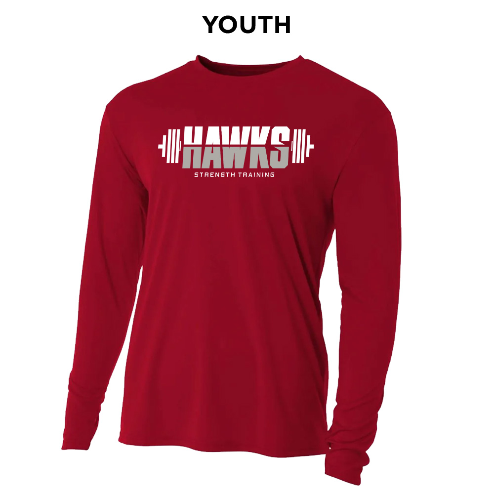 SH Strength Conditioning Youth Cooling Performance long sleeve Crew Tee-Cardinal
